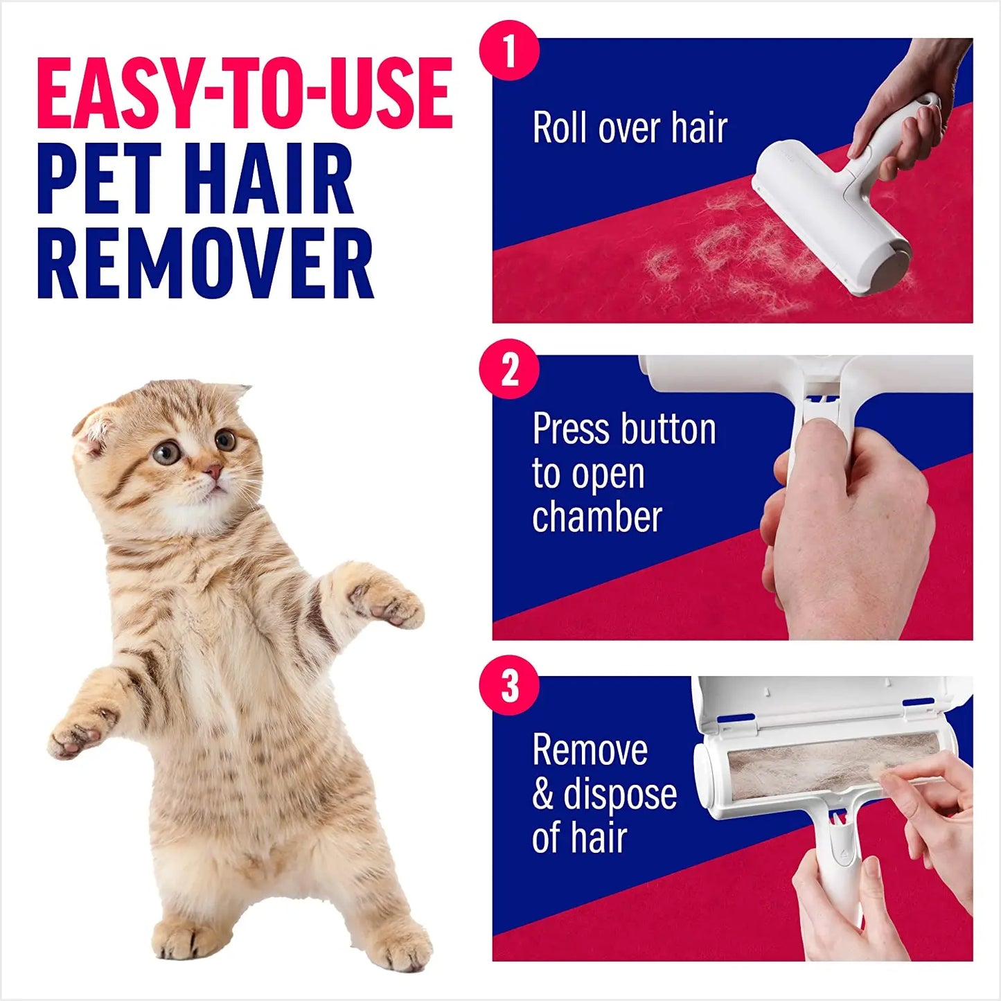PetEase™ Self-Cleaning Pet Hair Remover | Reusable Lint Roller for Dogs & Cats